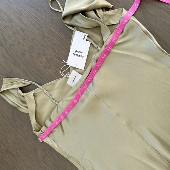 Reformation RONDA silk drape maxi dress - dried herbs sage green herb - Size 12 - Picture 12 of 13